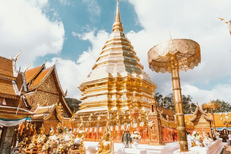 Chedi dorado del templo de Doi Suthep, en Chiang Mai