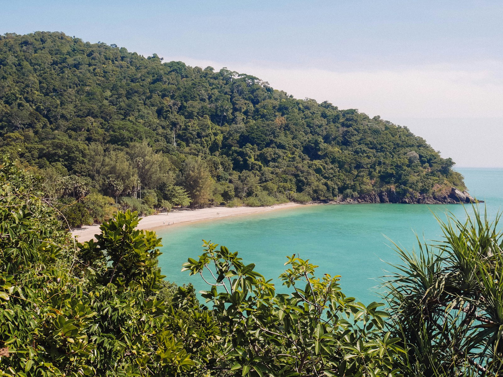 Playa de arena rodeada de selva en el Parque Nacional de Mu Ko Lanta